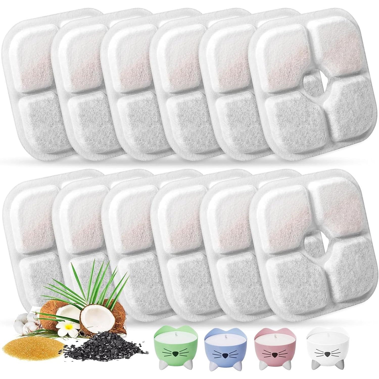 Premium Triple Action Cat Water Fountain Filters for 2.5L Pet Drinking Dispenser